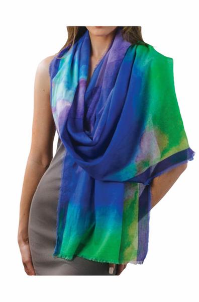 Watercolor Print Cotton Scarf