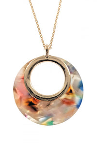 Resin Women Fashion Necklace. Multicolor Round Necklace.