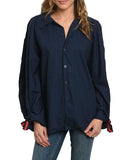 Navy tunic shirt Long sleeve button down women