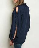 Navy tunic shirt Long sleeve button down women