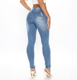 Embellished Rhinestone Skinny Jeans - Medium Blue Wash