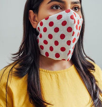 Load image into Gallery viewer, Cotton Polka Knot Mask Reversible