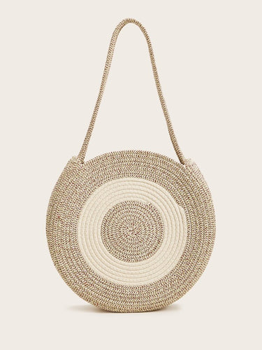 Two Tone Round Woven Tote Bag