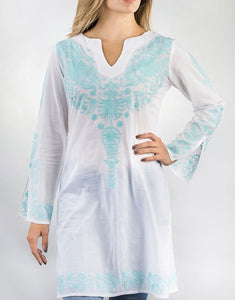 Embroidered Turquoise Tunic Women