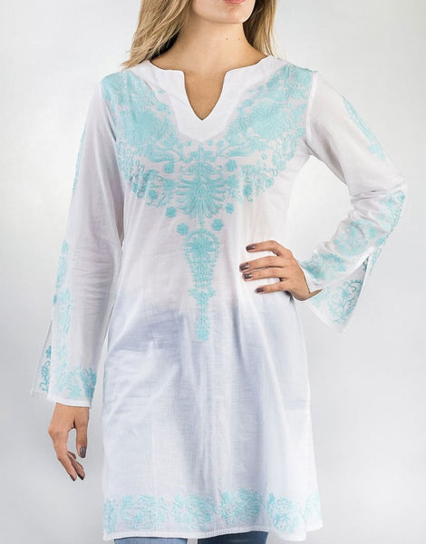 Embroidered Turquoise Tunic Women