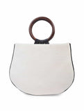 Cotton Clutch with Wooden Handle Women